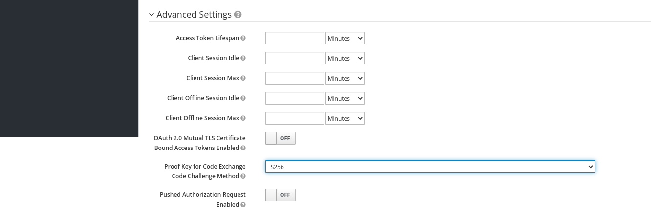 Activate PKCE setting on client