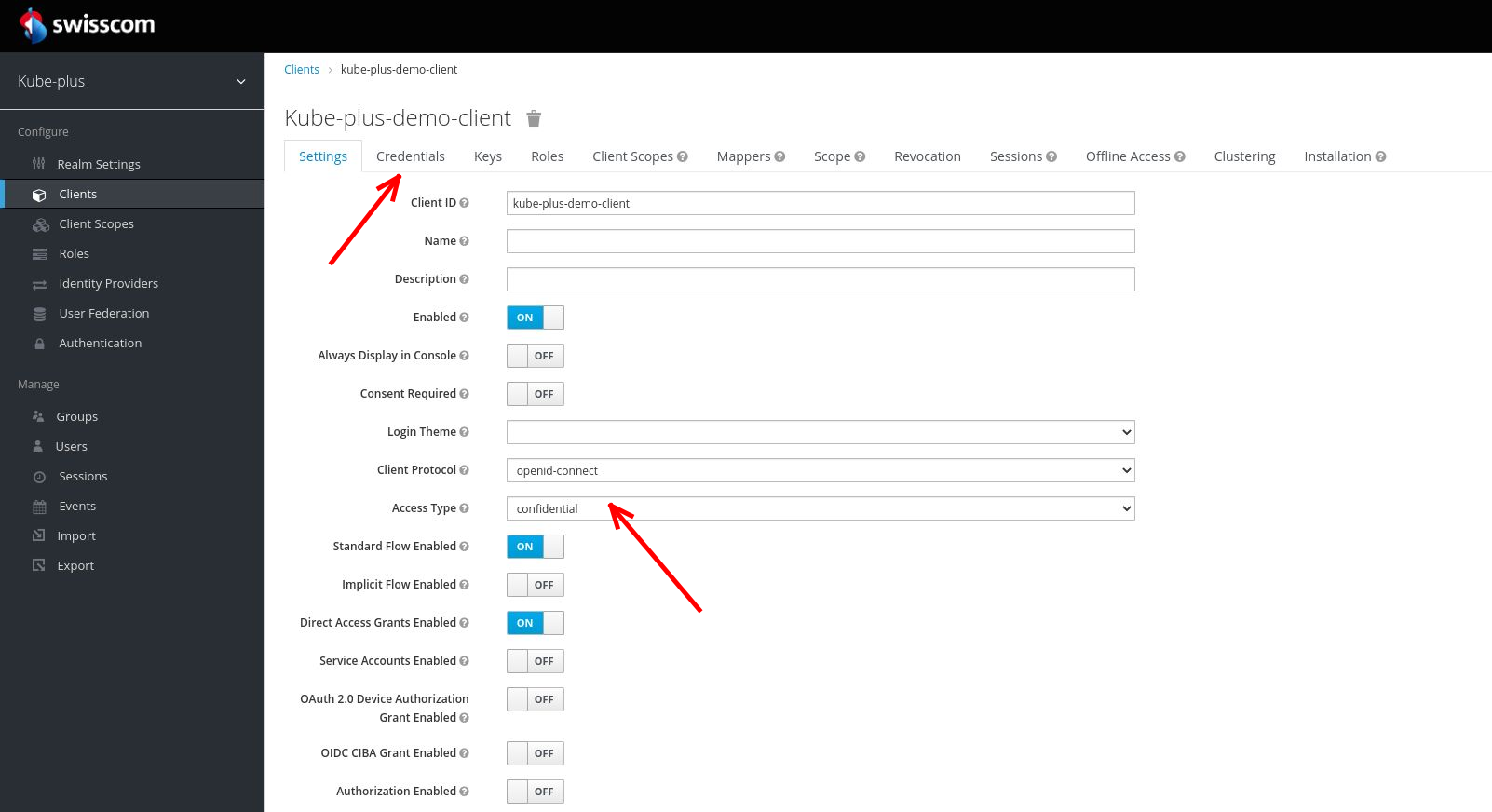 Credentials for an OAuth client