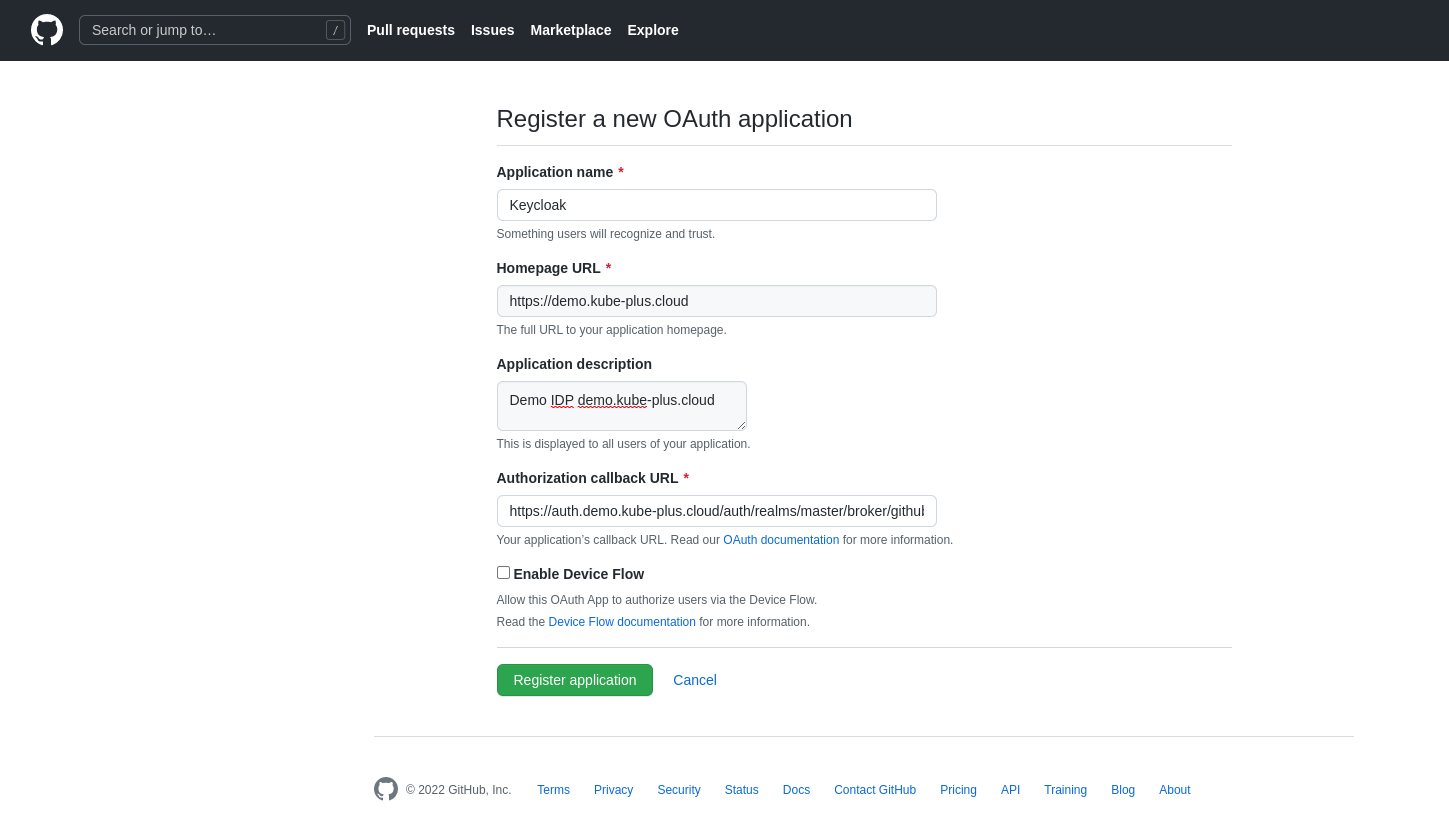 Create Github OAuth App