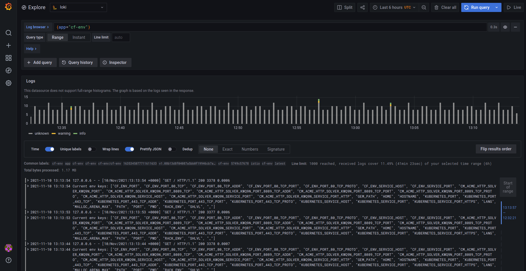 Loki display Logs